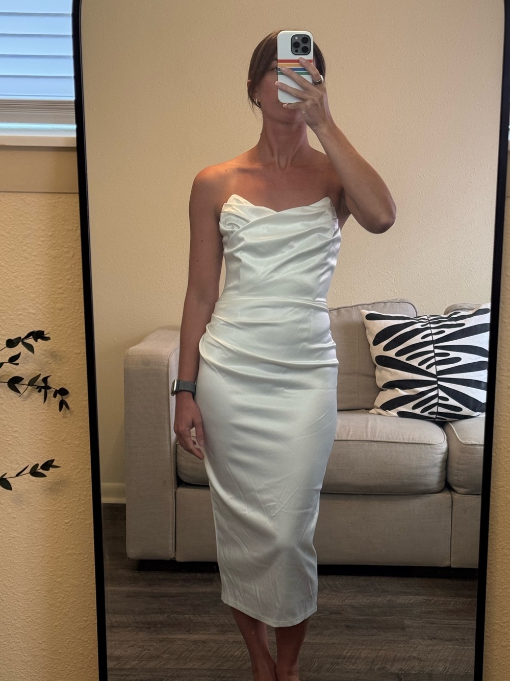 Club L London Strapless White Midi Dress